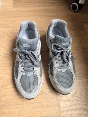 New Balance Light Gray Mesh & Suede Sneakers